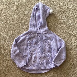 Cat & Jack Purple Hooded Cable Knit Sweater